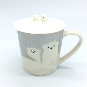 Starbucks 2016 Polar Bear Snow Coffee Tea Mug Cup With Matching Silicone Lid